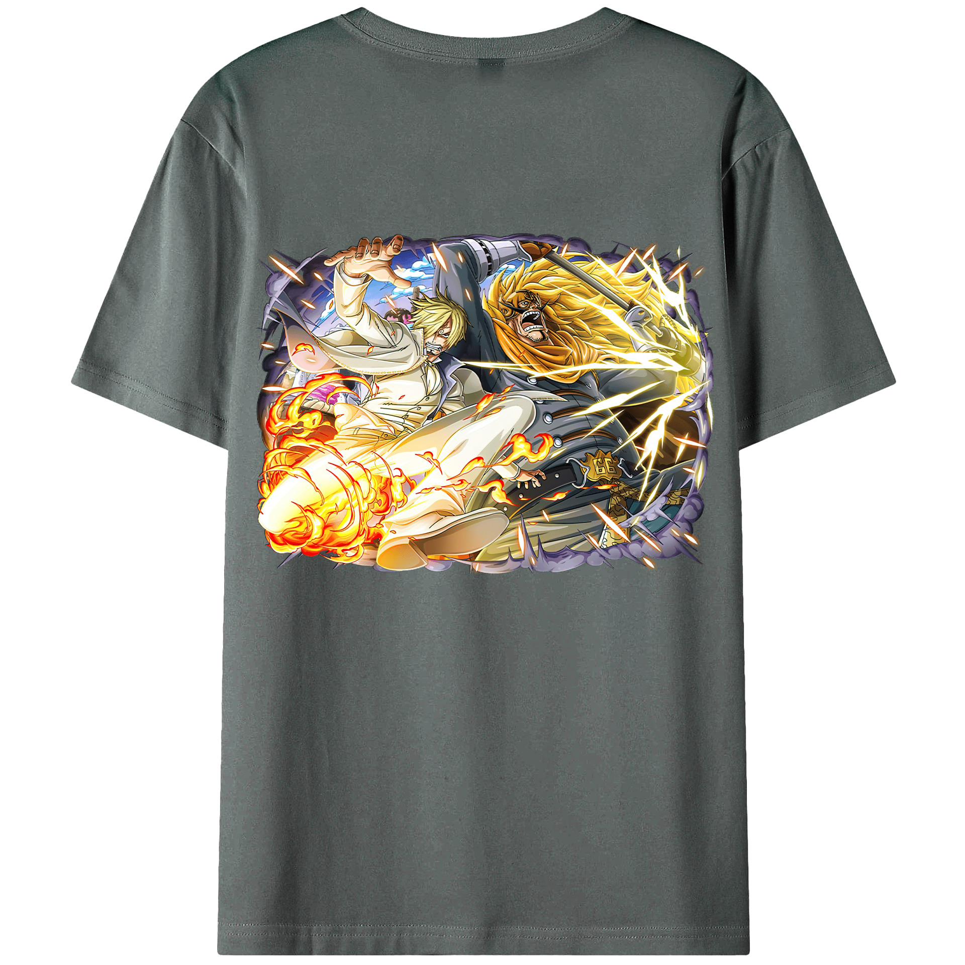 （画像用） ワンピース サンジ ONE PIECE Sanji 綿100％ メンズ半袖Tシャツ（バックプリント） 通気性